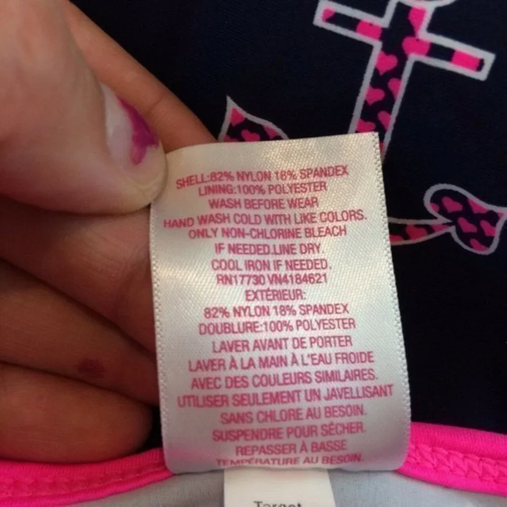 Xhilaration Bikini Top Size Large Childrens  Tankini 10/12 Pink Black Swim Suit
